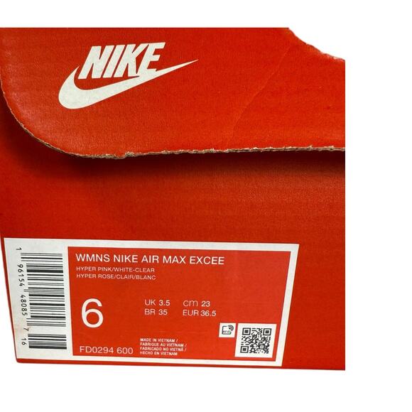 NIB Nike Air Max Excee Shoes Women's Hyper Pink Size 6 Gym Running Athlesiure - Picture 7 of 7